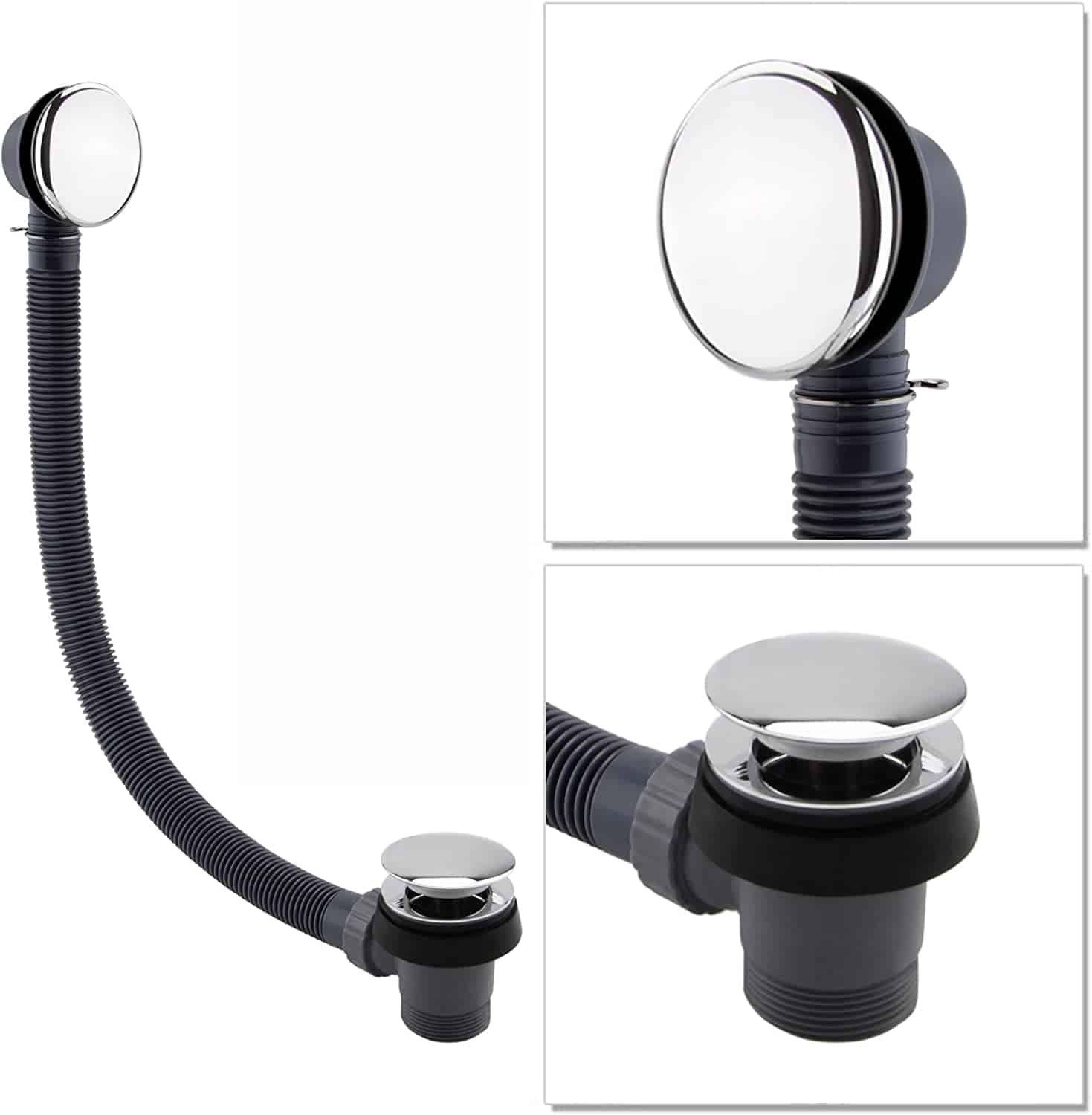 Round Clicker Bath Waste with Overflow - Image 3
