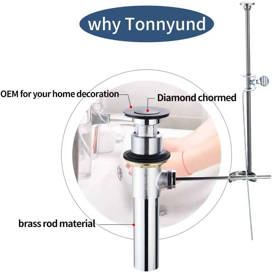 Sink Pop-Up Drain Stopper Assembly with Lift Rod - Image 3
