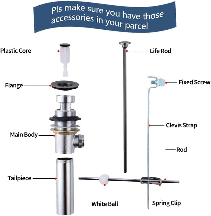 Sink Pop-Up Drain Stopper Assembly with Lift Rod - Image 2